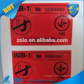 Embalagem segura etiqueta de vedação de segurança / etiqueta vazia etiqueta auto-adesiva